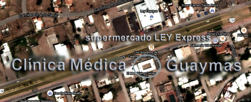 Map to the wheelchair accessible San Carlos Medical Clinic in San Carlos, Sonora, Mexico
